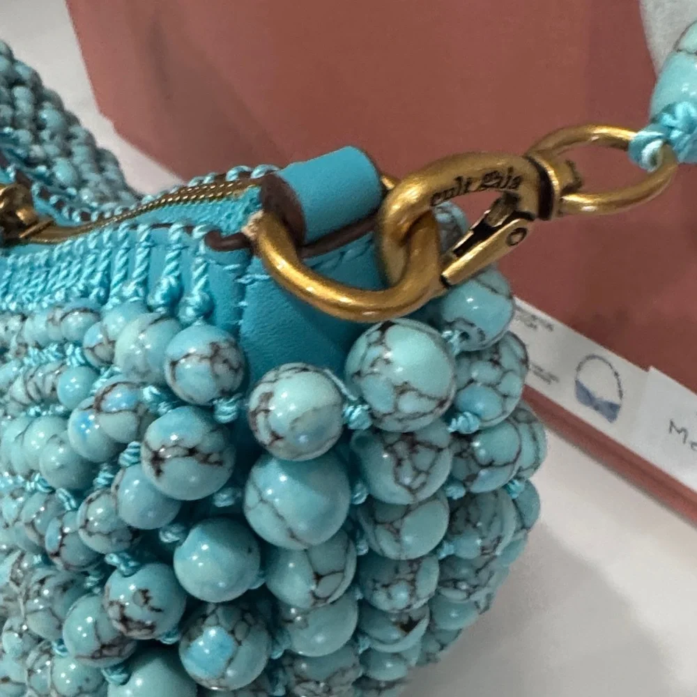 cult gaia Turquoise Beaded Mercier Shoulder Bag with box + dustbag - Picture 8 of 13